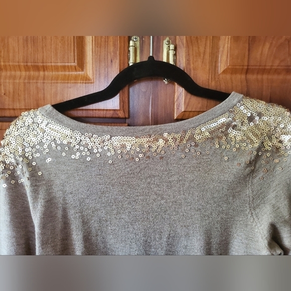 Inc Tan and Gold SEQUINES SWEATER - Picture 6 of 6